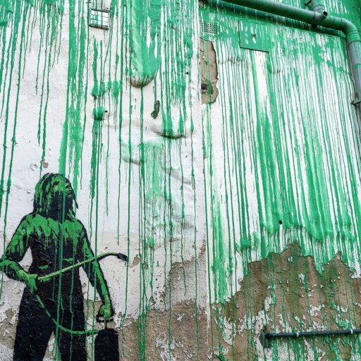 banksy tree mural defaced