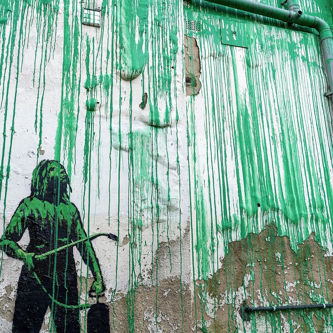 banksy tree mural defaced